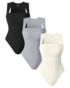 Sleeveless Tank Top Bodysuit — Seamless Ribbed Tummy-Control Shapewear
