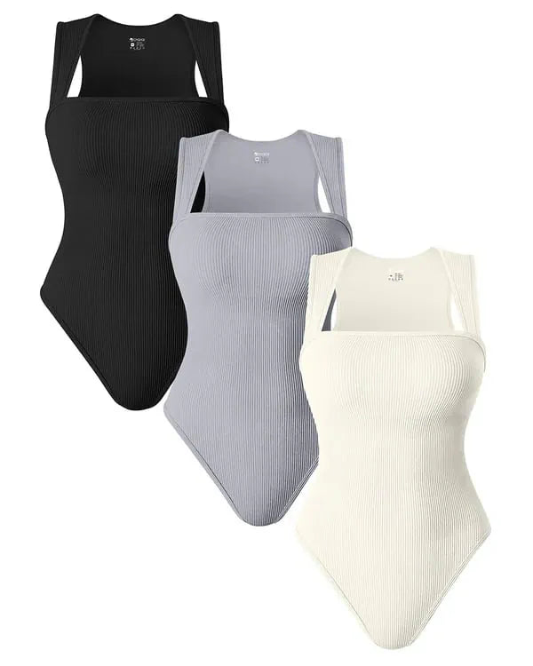Sleeveless Tank Top Bodysuit — Seamless Ribbed Tummy-Control Shapewear