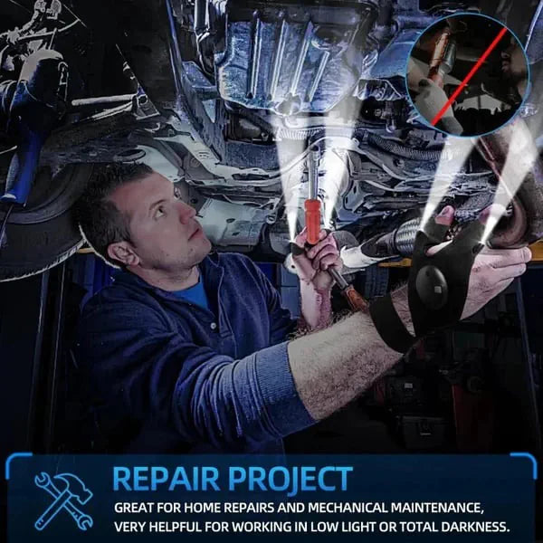 Hands-Free LED Half Finger Gloves — Bright Fingertip Light for Fishing, Repairs, Camping & Night Work