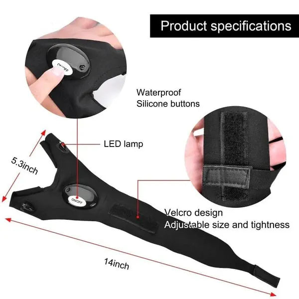 Hands-Free LED Half Finger Gloves — Bright Fingertip Light for Fishing, Repairs, Camping & Night Work