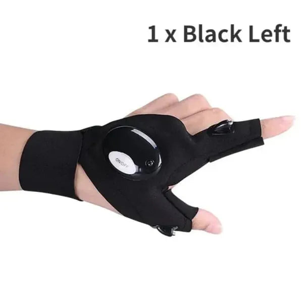Hands-Free LED Half Finger Gloves — Bright Fingertip Light for Fishing, Repairs, Camping & Night Work