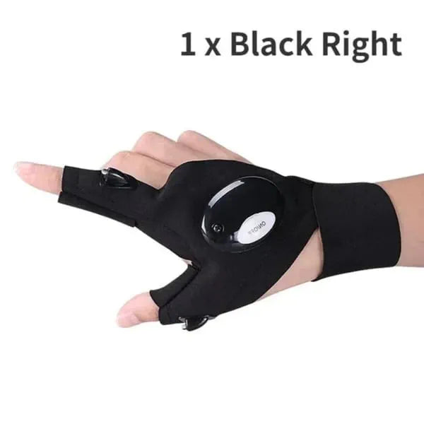 Hands-Free LED Half Finger Gloves — Bright Fingertip Light for Fishing, Repairs, Camping & Night Work