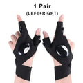 Hands-Free LED Half Finger Gloves — Bright Fingertip Light for Fishing, Repairs, Camping & Night Work