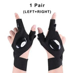 Hands-Free LED Half Finger Gloves — Bright Fingertip Light for Fishing, Repairs, Camping & Night Work