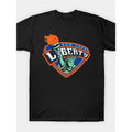 Men's New York Liberty Graphic T-Shirt - 100% Cotton Relaxed Fit Crew Neck Tee with Statue of Liberty & Basketball Flame Print, All-Season Black Casual Shirt, for Summer & Casual Attire