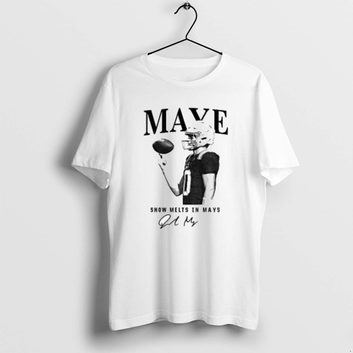 Official Drake Maye New England Patriots Football 2025 Snow Melts In Mays Signature