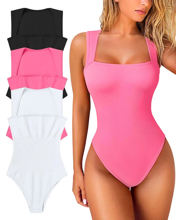 Sleeveless Tank Top Bodysuit — Seamless Ribbed Tummy-Control Shapewear