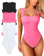 Sleeveless Tank Top Bodysuit — Seamless Ribbed Tummy-Control Shapewear