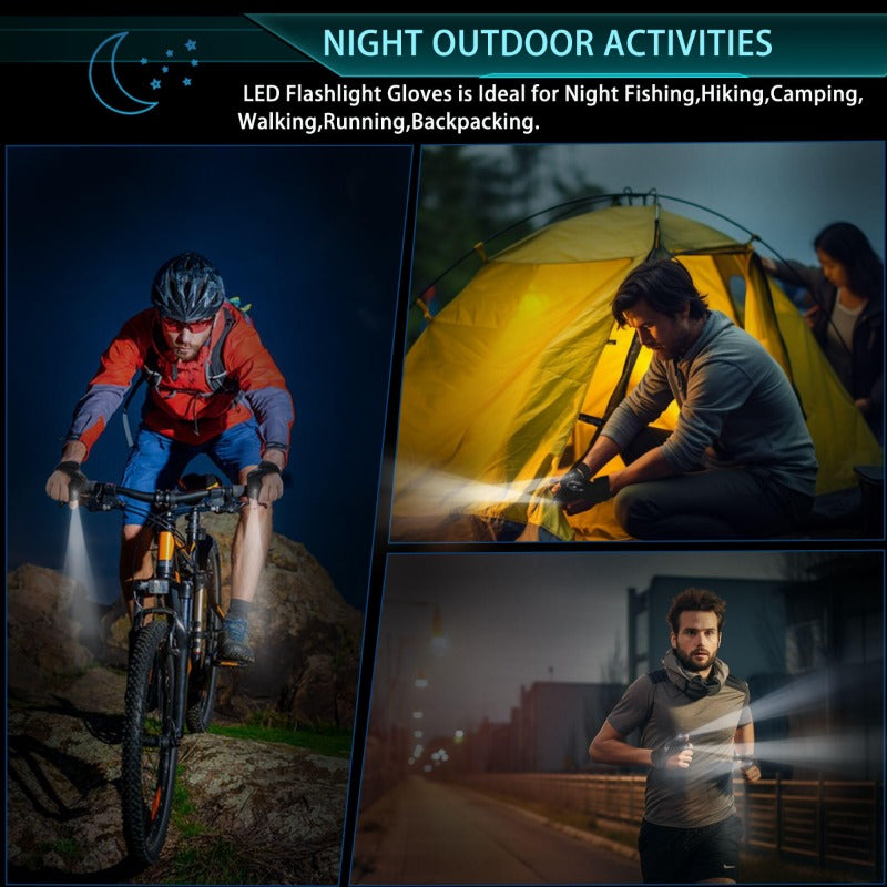 Hands-Free LED Half Finger Gloves — Bright Fingertip Light for Fishing, Repairs, Camping & Night Work