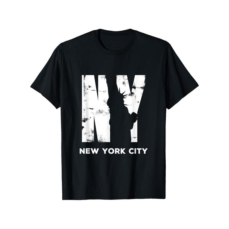 fashion men'S printed crew neck 100% cotton machine washable T-shirt Vintage New York City NYC Statue Of Liberty T-Shirt